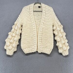 Saachi Cardigan Sweater Womens Bauble Crochet Pompom Cottagecore Chunky Boho